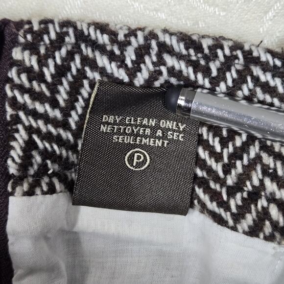 VTG Element Wool Blend Mini Skirt sz M Brown Herringbone Boho Ruffle Inset - Picture 12 of 16